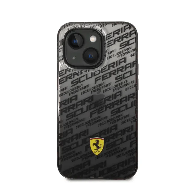 Ferrari iPhone 14 Pro Max Gradient PC/TPU Case with Allover Scuderia & Dyed Bumper - Black Accessories > Mobiles &