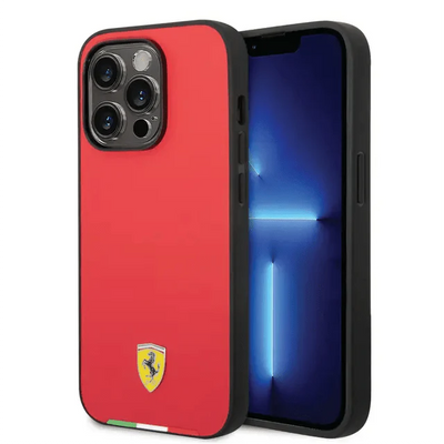 Ferrari iPhone 14 Pro Max HC PU Case With Italian Flag Line - Red Accessories > Mobiles & Tablets > Mobiles