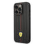 Ferrari iPhone 14 Pro Max Leather Case With Embossed Stripes & Yellow Shield Logo - Black Accessories > Mobiles &