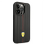 Ferrari iPhone 14 Pro Max Leather Case With Embossed Stripes & Yellow Shield Logo - Black Accessories > Mobiles &