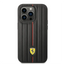 Ferrari iPhone 14 Pro Max Leather Case With Embossed Stripes & Yellow Shield Logo - Black Accessories > Mobiles &