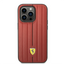 Ferrari iPhone 14 Pro Max Leather Case With Embossed Stripes & Yellow Shield Logo - Red Accessories > Mobiles & Tablets