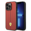 Ferrari iPhone 14 Pro Leather Case With Embossed Stripes & Yellow Shield Logo - Red Accessories > Mobiles & Tablets >
