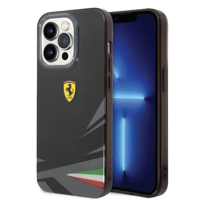 Ferrari iPhone 14 Pro PC/TPU Case with Double Layer Print - Black Accessories > Mobiles & Tablets > Mobiles