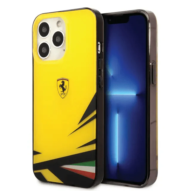 Ferrari iPhone 14 Pro Max PC/TPU Case with Double Layer Print - Yellow Accessories > Mobiles & Tablets > Mobiles
