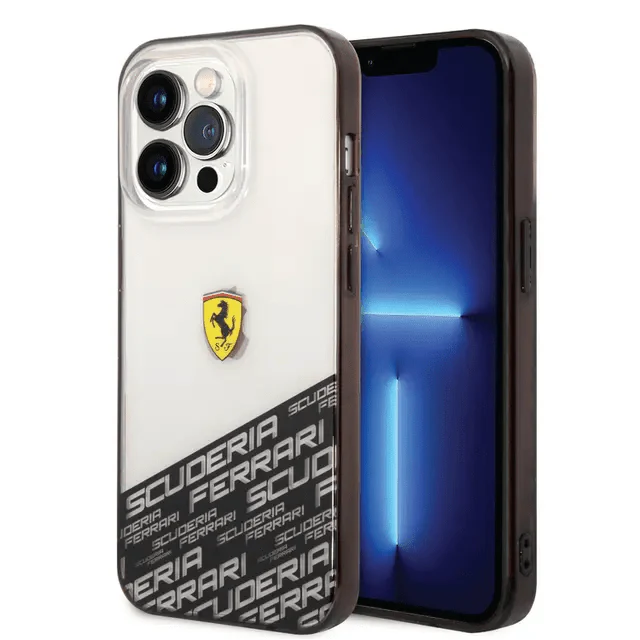 Ferrari iPhone 14 Pro PC/TPU IML Case with Bottom Scuderia Allover Print - Silver Accessories > Mobiles & Tablets >