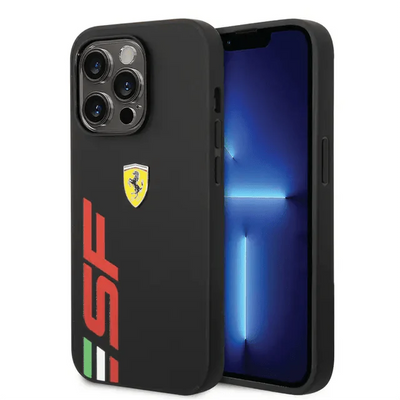 Ferrari iPhone 14 Pro Max PU Leather Case With Printed Big SF Logo - Black Accessories > Mobiles & Tablets > Mobiles