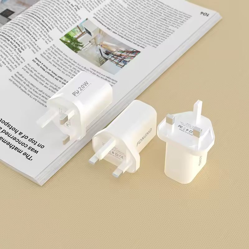 Foneng Dual USB Charger Kit - 2.4A / Type-C / UK25 / White