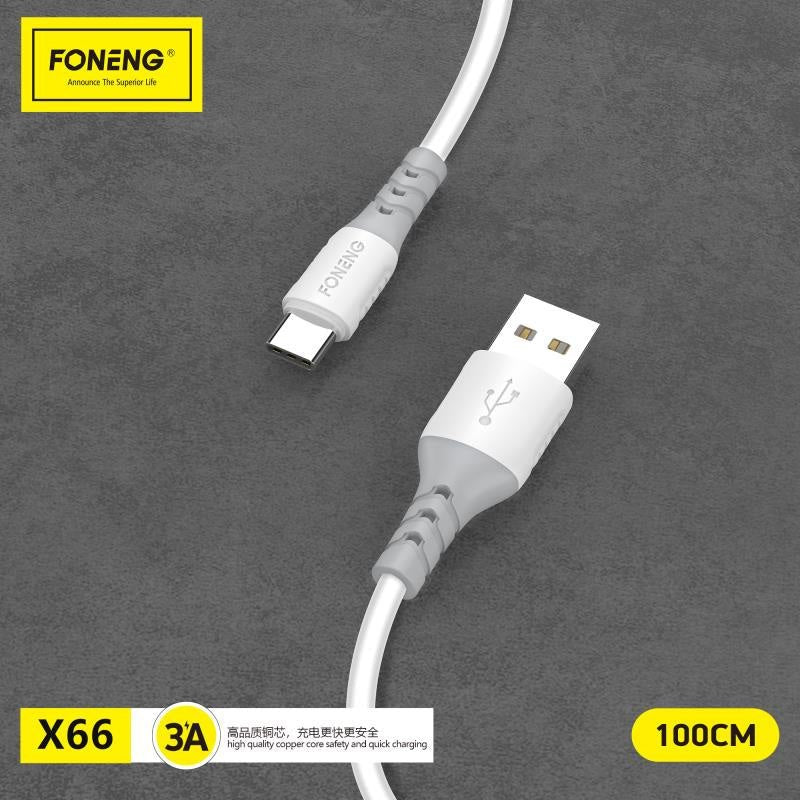 Foneng X66 Qc 1M Fast 3A Data Cable Micro - White