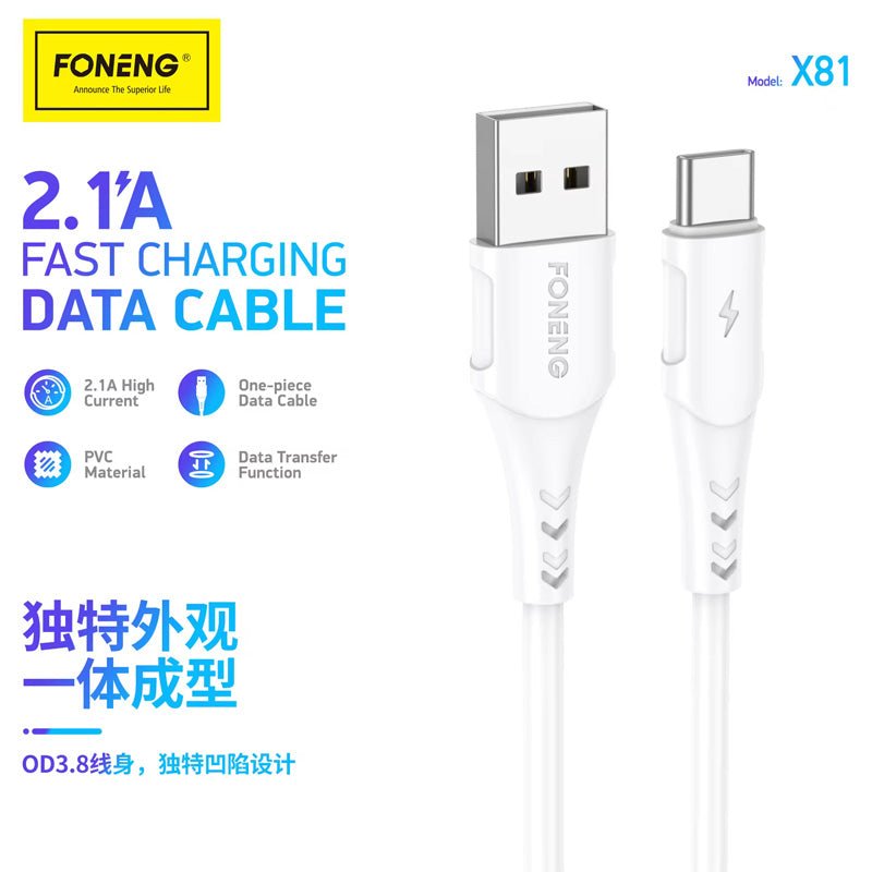 Foneng X80 Type C 100W Fast Charging Cable - 1 Meter / White