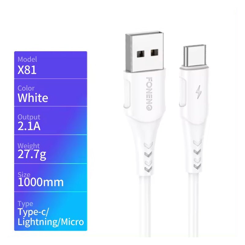 Foneng X80 Type C 100W Fast Charging Cable - 1 Meter / White