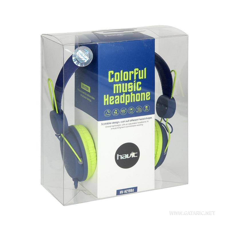 Havit 2198D Wired Headphones - 3.5mm / 1.2meters / Wired - Blue/Green