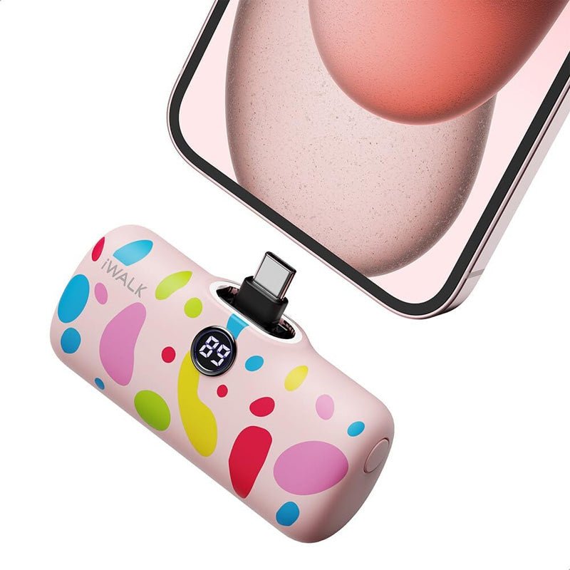 iWALK Linkme Pro Fast Charge Pocket Power Bank With Battery Display - Lightning / 4800mAh / Pink Bubble Pattern