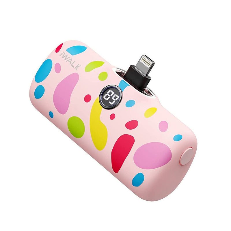 iWALK Linkme Pro Fast Charge Pocket Power Bank With Battery Display - Lightning / 4800mAh / Pink Bubble Pattern