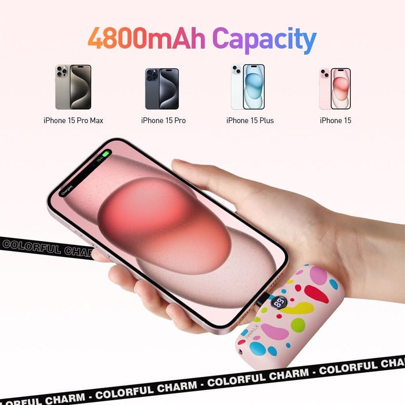 iWALK Linkme Pro Fast Charge Pocket Power Bank With Battery Display - Lightning / 4800mAh / Pink Bubble Pattern