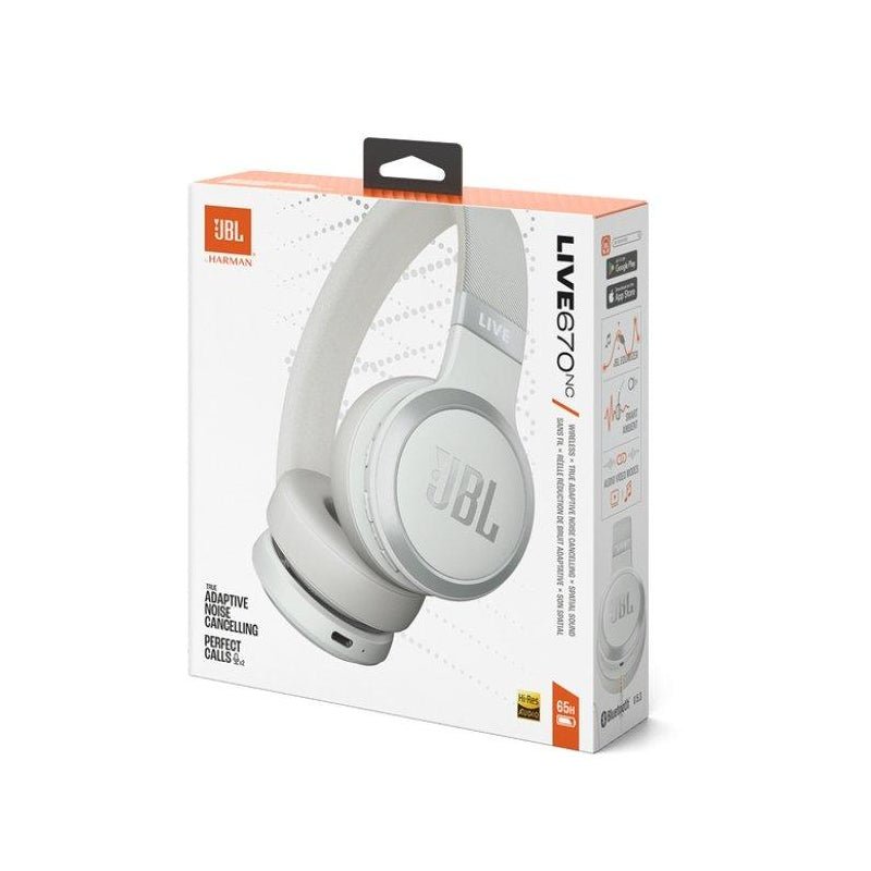 JBL Live 670NC Wireless Noise Cancelling Headphone - Over-ear / Wireless / White