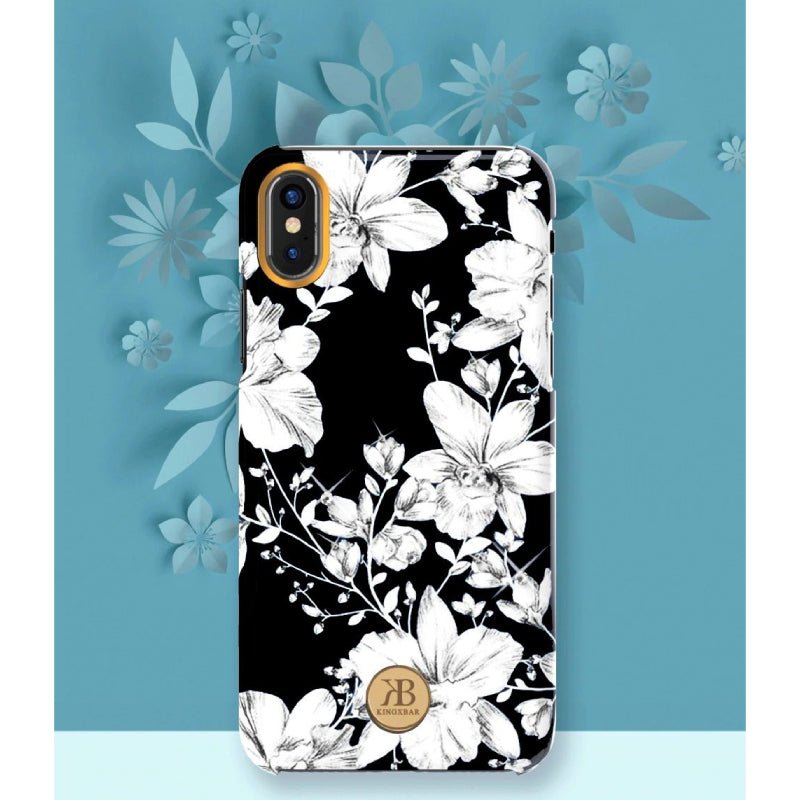 Kingxbar Swarovski Hard PC Case - Apple iPhone X/Apple iPhone Xs / Floral Black