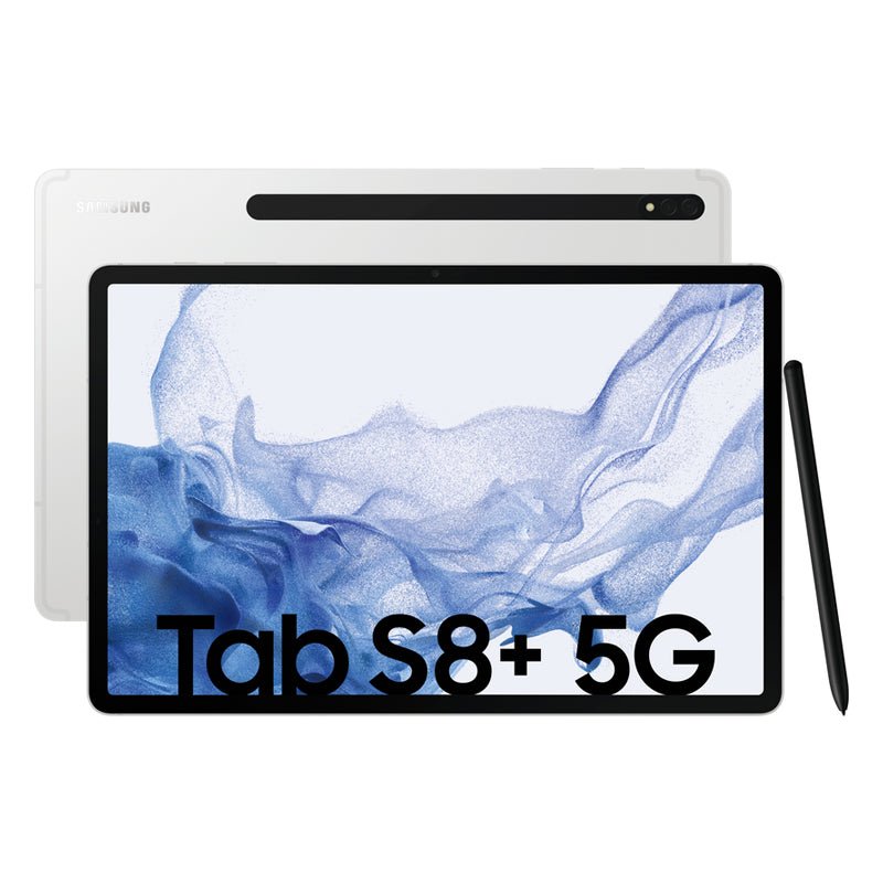 سامسونج جالكسي تابلت S8+ - 12.4 بوصة سوبر أموليد / 8 جيجابايت / 128 جيجابايت / واي فاي / 5جي / فضي - - تابلت