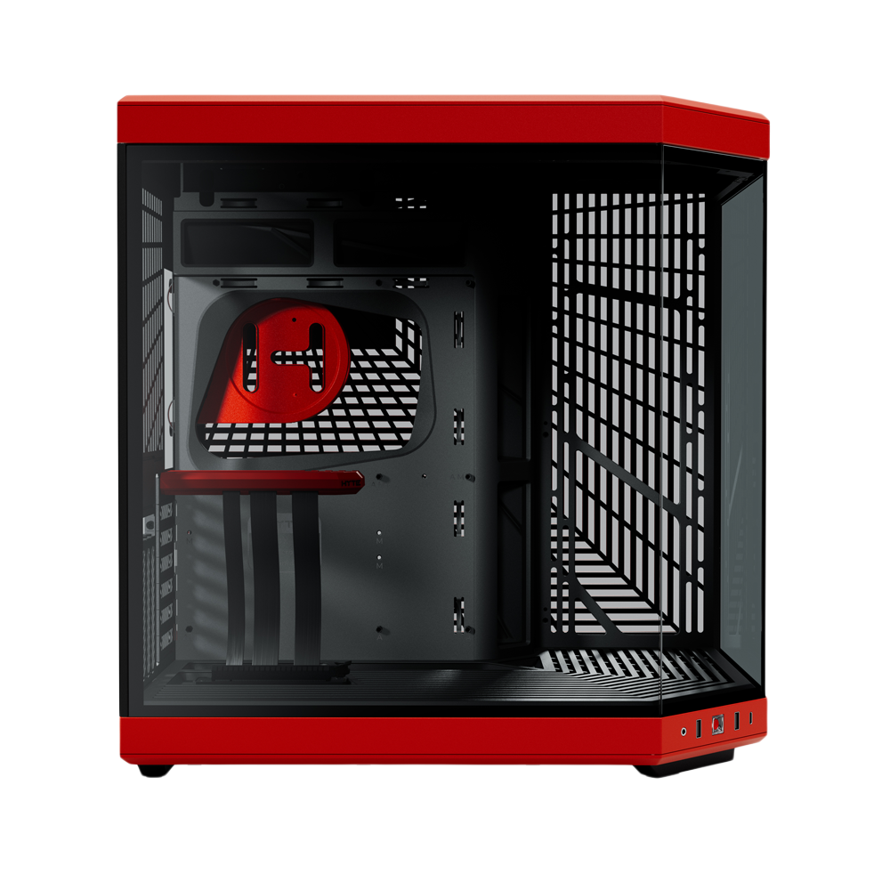 HYTE Y60 Dual Chamber Panoramic Tempered Glass ATX Case With 3 Fans - Black/Red
