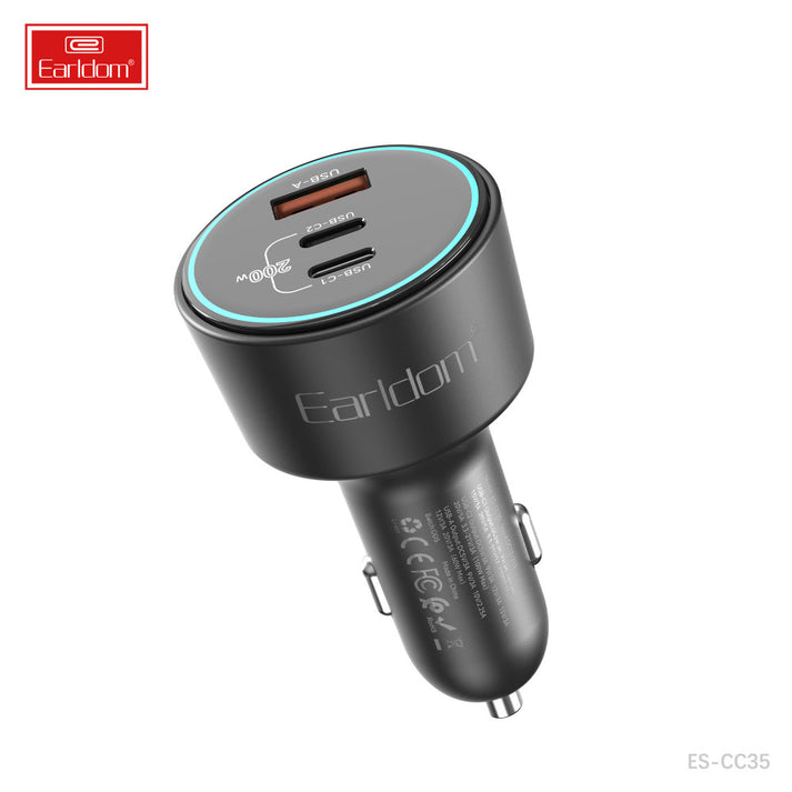 Earldom ES-CC35 Car Charger - 2.4A / USB-C / USB-C / Black