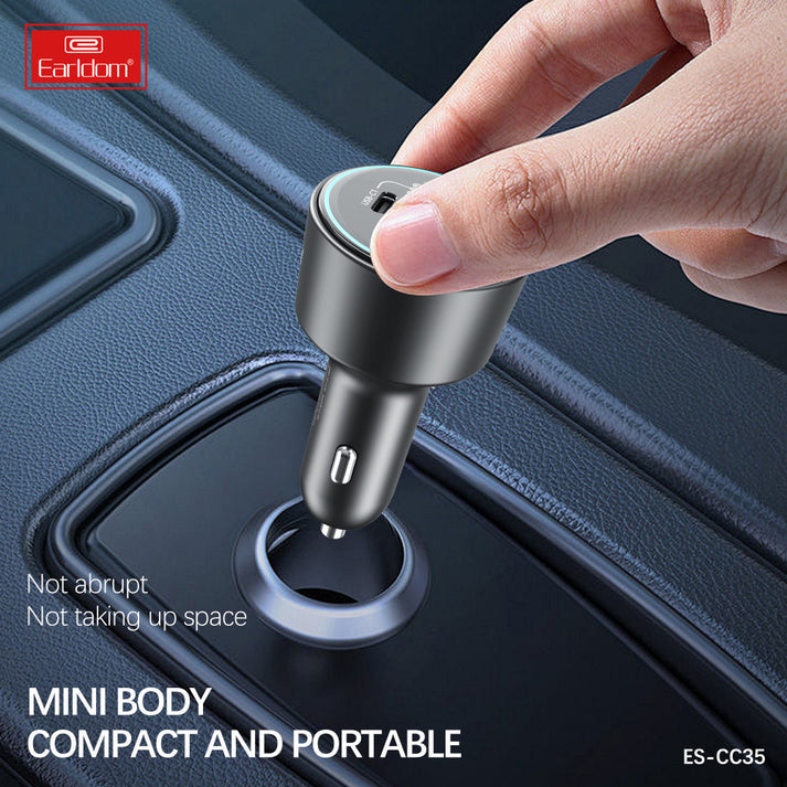 Earldom ES-CC35 Car Charger - 2.4A / USB-C / USB-C / Black