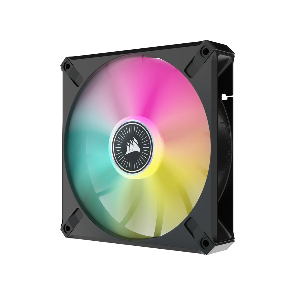 CORSAIR iCUE ML140 RGB ELITE Premium PWM Magnetic Levitation Fan Dual Fan Kit With iCUE Lighting Node Core - 140mm / Black
