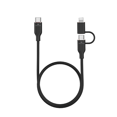 Engage Super Soft Silicone C To Usb-C Cable W/Lightning Adpter Bk  8954526522396