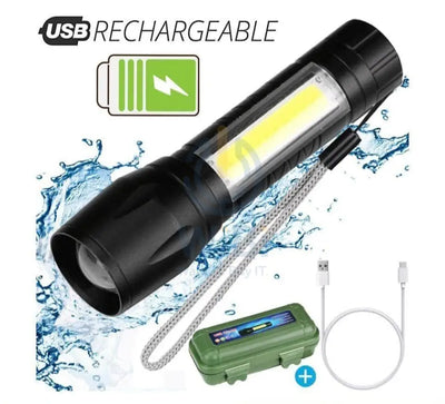 Clarity Metal Flashlight Rechargeable Torch – Black Accessories > Smart Devices