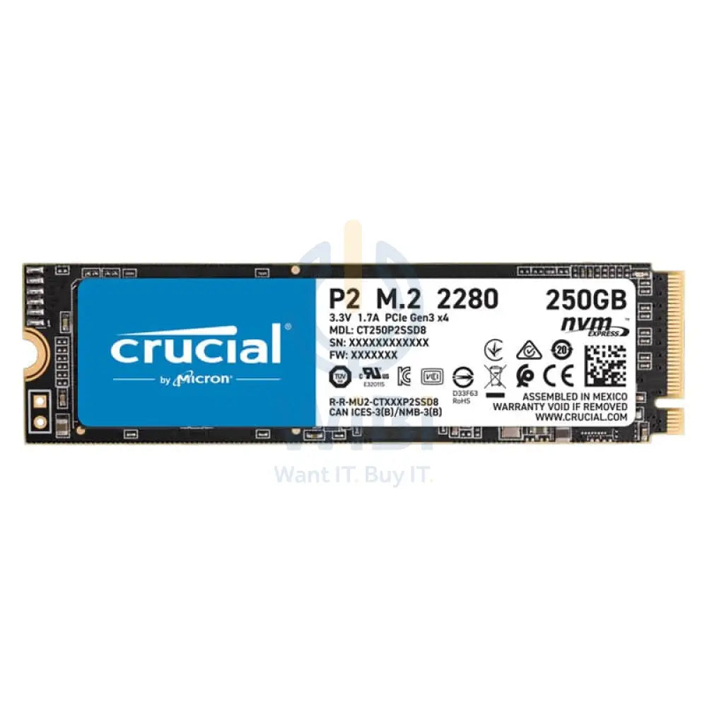 Crucial P2 - 250GB / M.2 2280 / PCIe 3.0 - SSD (Solid State Drive)
