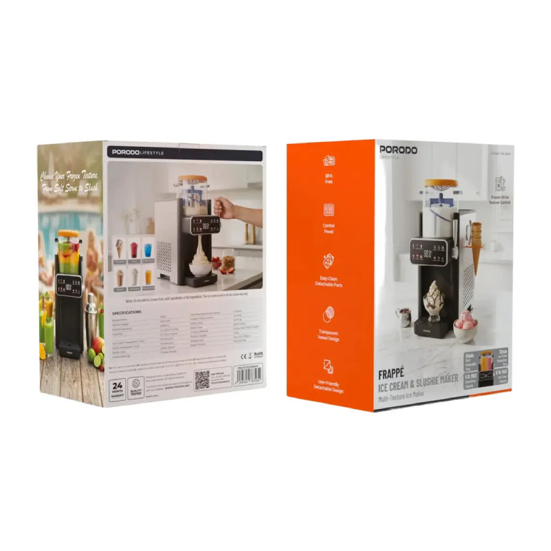 Pre-Order Porodo Lifestyle Ice Cream and Slushie Maker - 150W / Black/Orange