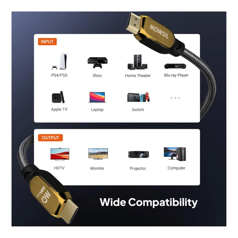 Mowsil HDMI 2.1 Cable - 8K@60Hz / 3 Meter / Blue