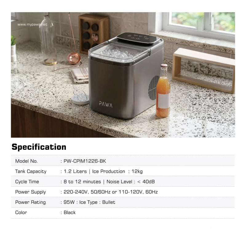 Pawa Chiller Portable Ice Maker - 95W / 1.2L / Black