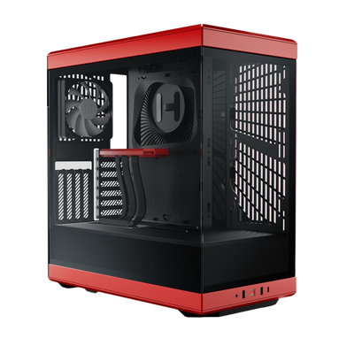 HYTE Y40 Panoramic Tempered Glass With Two 120mm fans, PCI-E 4.0 Vertical Mount included ATX Mid Tower Case - Black/Red
