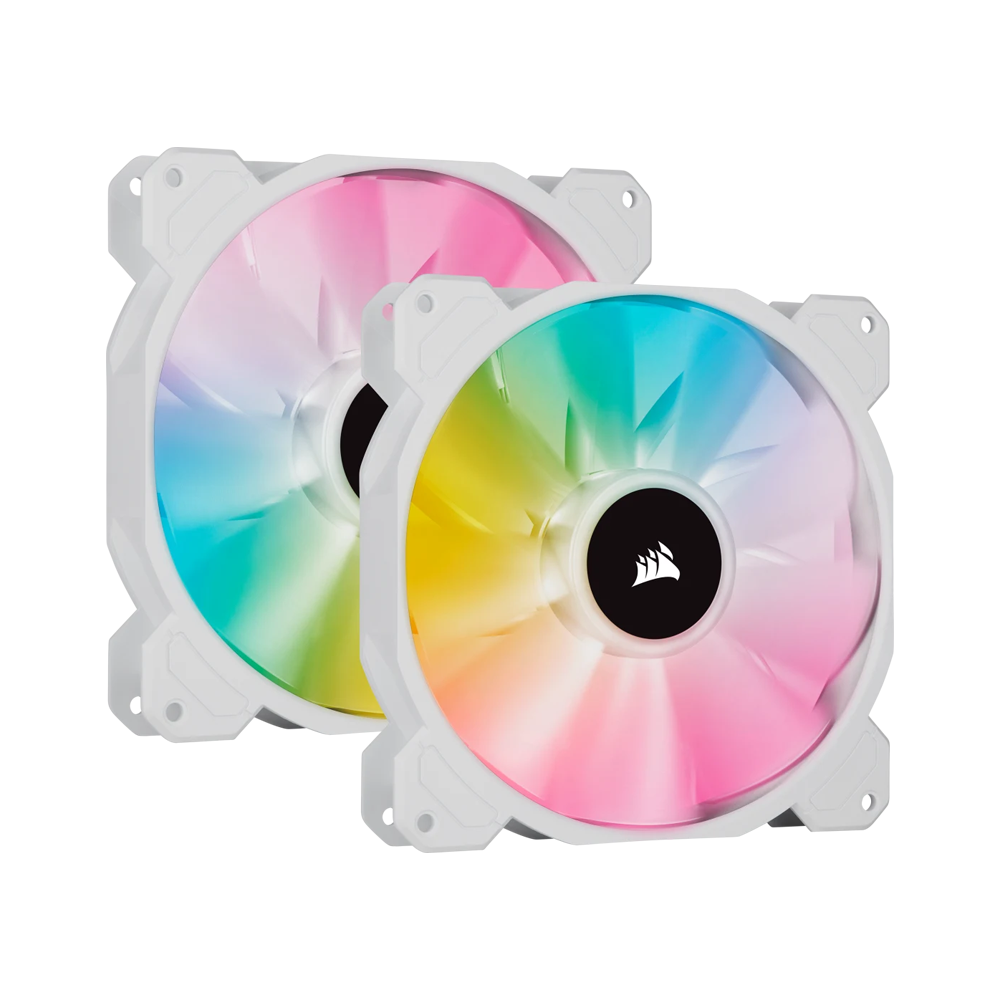 CORSAIR iCUE SP140 RGB ELITE Performance PWM Fan Dual Fan Kit With Lighting Node Core - 140mm / White