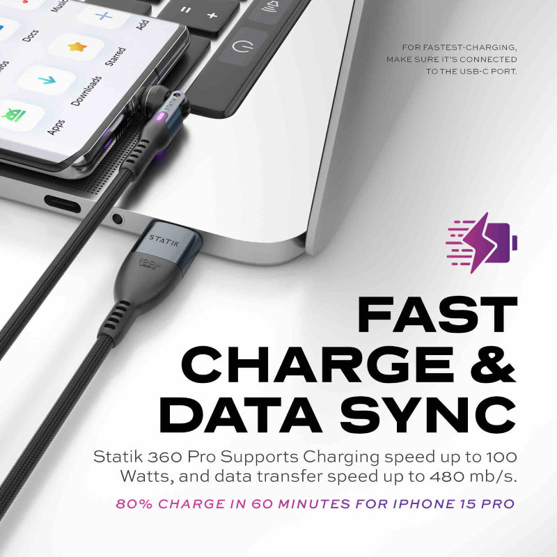 Statik 360 Pro 2.0 Magnetic Tip USB-C Cable 90cm (Pack Of 3)