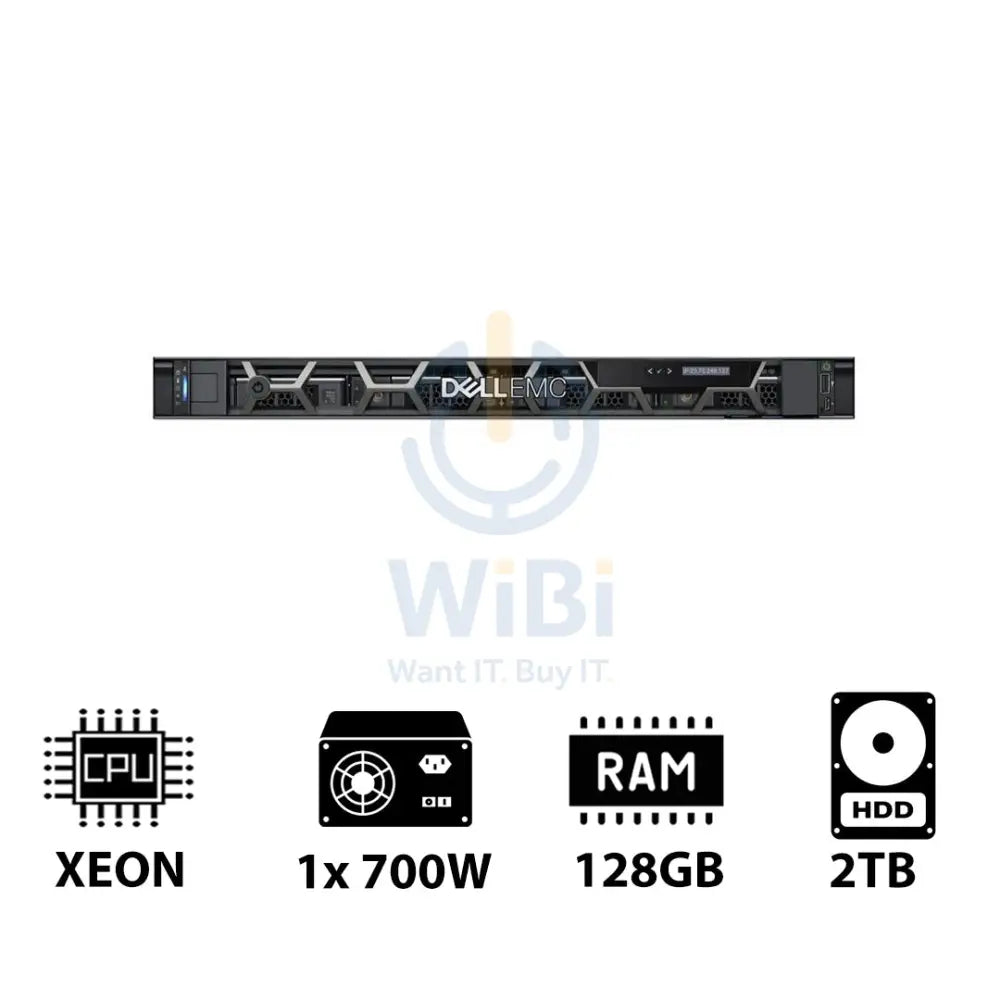 Dell PowerEdge R250 - Xeon E-2324G 3.10GHz / 4-Cores / 128GB / 2TB HDD / 1x 700Watts / Rack (1U)