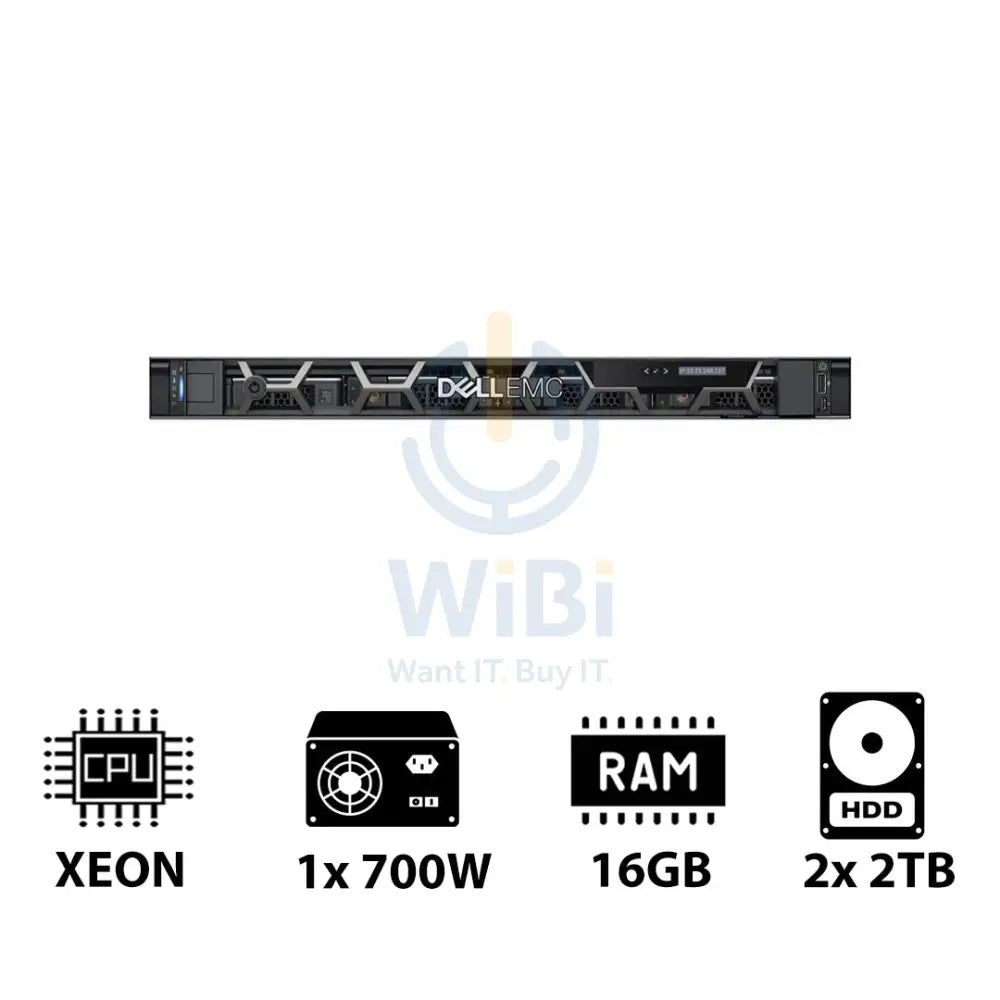 Dell PowerEdge R250 - Xeon E-2324G 3.10GHz / 4-Cores / 16GB / 2x 2TB HDD / 1x 700Watts / Rack (1U)