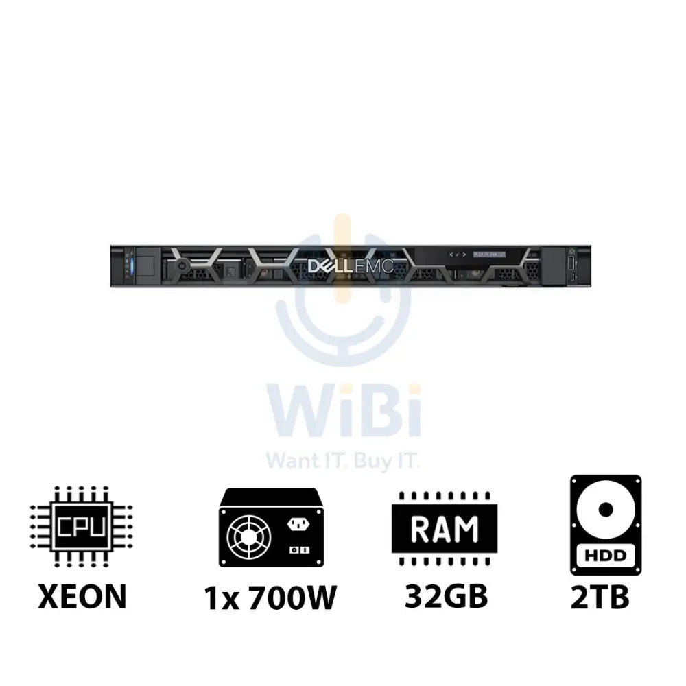 Dell PowerEdge R250 - Xeon E-2324G 3.10GHz / 4-Cores / 32GB / 2TB HDD / 1x 700Watts / Rack (1U)