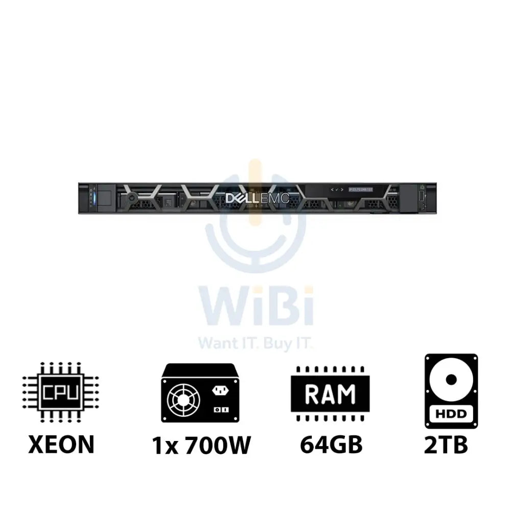 Dell PowerEdge R250 - Xeon E-2324G 3.10GHz / 4-Cores / 64GB / 2TB HDD / 1x 700Watts / Rack (1U)