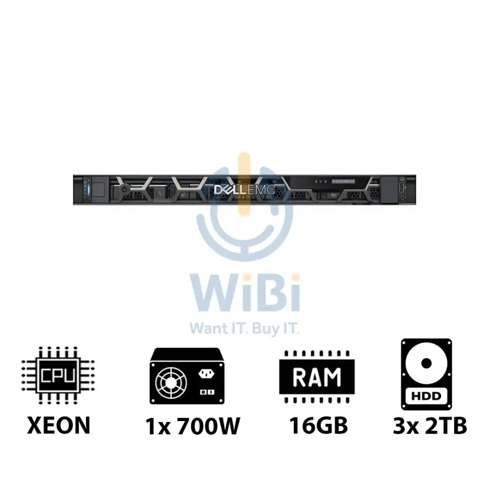 Dell PowerEdge R250 - Xeon E-2324G 3.10GHz / 4-Cores / 16GB / 3x 2TB HDD / 1x 700Watts / Rack (1U) Server &