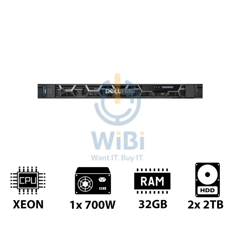 Dell PowerEdge R250 - Xeon E-2324G 3.10GHz / 4-Cores / 32GB / 2x 2TB HDD / 1x 700Watts / Rack (1U) Server &