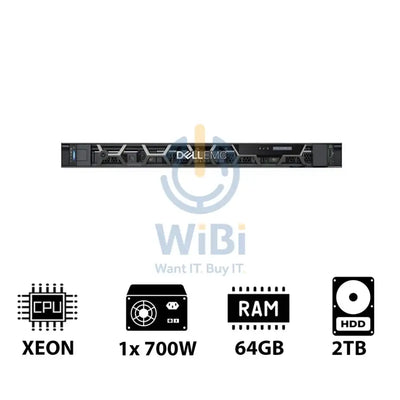Dell PowerEdge R250 - Xeon E-2324G 3.10GHz / 4-Cores / 64GB / 2TB HDD / 1x 700Watts / Rack (1U) Server & Workstations >