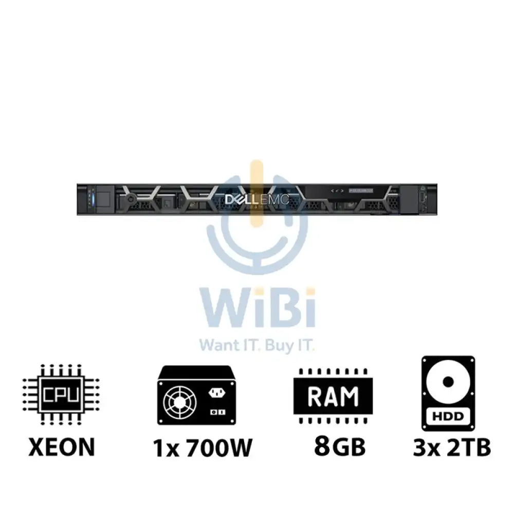 ديل باور إيدج R250 - Xeon E-2324G 3.10GHz / 4 نوى / 8 جيجابايت / 3x 2 تيرابايت اتش دي دي / 1x 700Watt / حامل (1U) سيرفر و محطات العمل