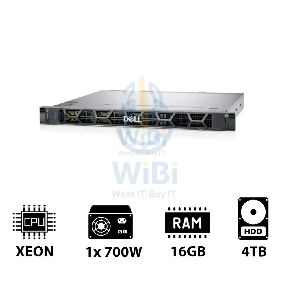 ديل باور إيدج R260 - Xeon E-2414 4.50 جيجا هرتز / 4 نوى / 16 جيجابايت / 4 تيرابايت ساتا اتش دي دي / 700 واط / 1U حامل سيرفر سيرفر  و