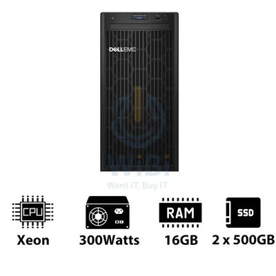 Dell PowerEdge T150 - Xeon-3.10GHz / 4-Cores / 16GB / 2 x 500GB SSD / 1x 300Watts / Tower Server & Workstations >