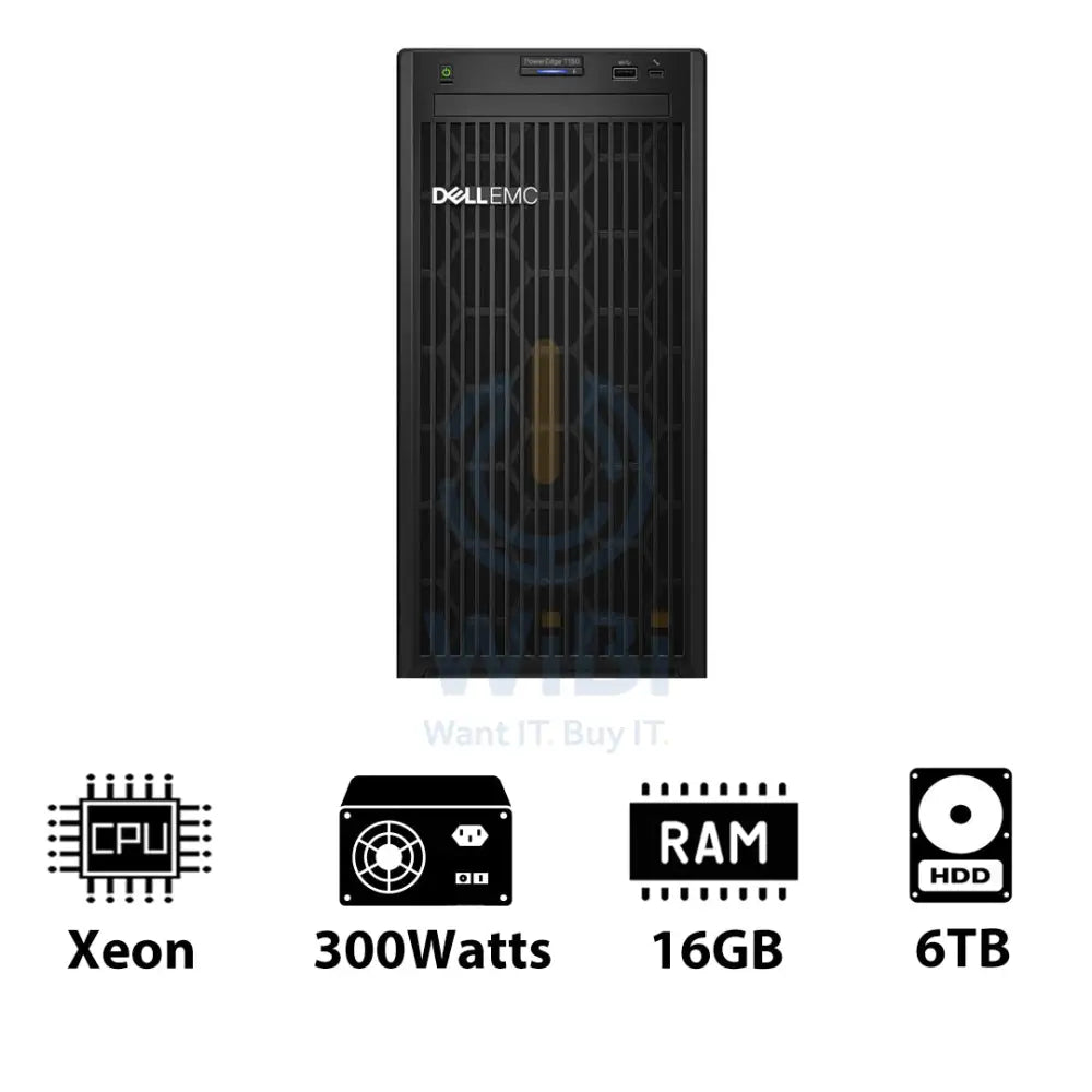 Dell PowerEdge T150 - Xeon-3.10GHz / 4-Cores / 16GB / 6TB HDD / 1x 300Watts / Tower Server & Workstations > Servers