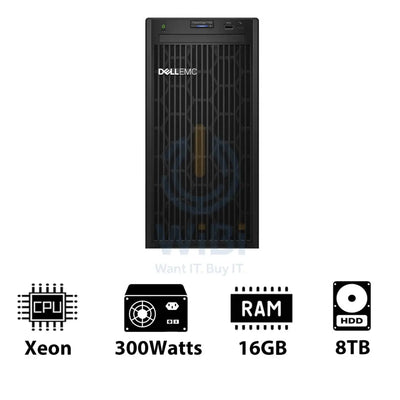Dell PowerEdge T150 - Xeon-3.10GHz / 4-Cores / 16GB / 8TB HDD / 1x 300Watts / Tower Server & Workstations > Servers