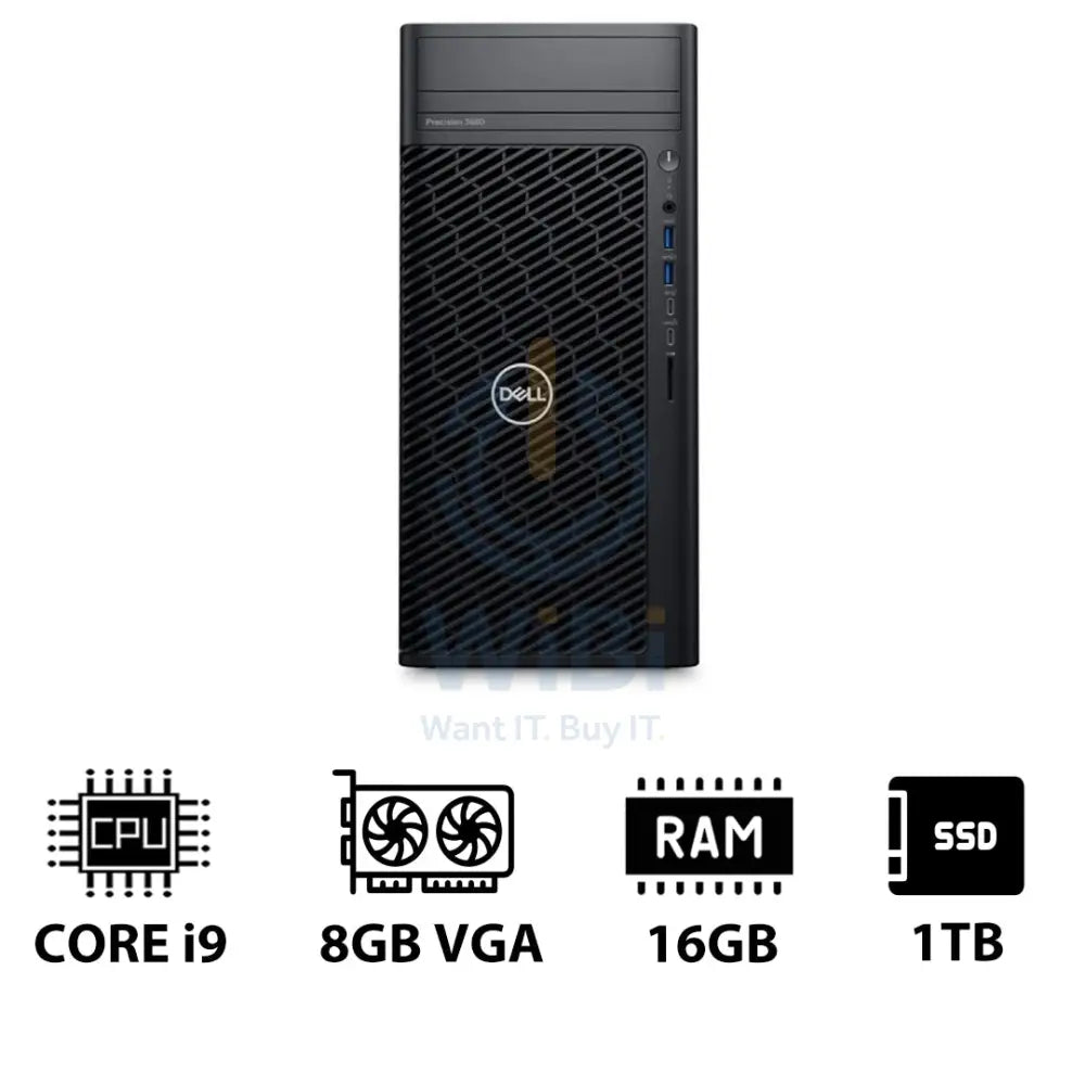 Dell Precision 3680 Tower Workstation - i9-14900 2.0GHz / 24-Cores / 16GB / 1TB (NVMe M.2 SSD) / Quadro T1000 8GB VGA