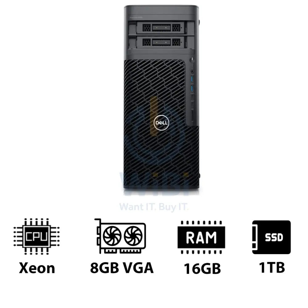 Dell Precision 5860 Tower Workstation - Xeon W3-2423 / 6-Cores / 16GB / 1TB (NVMe M.2 SSD) / Quadro T1000 8GB VGA / Win