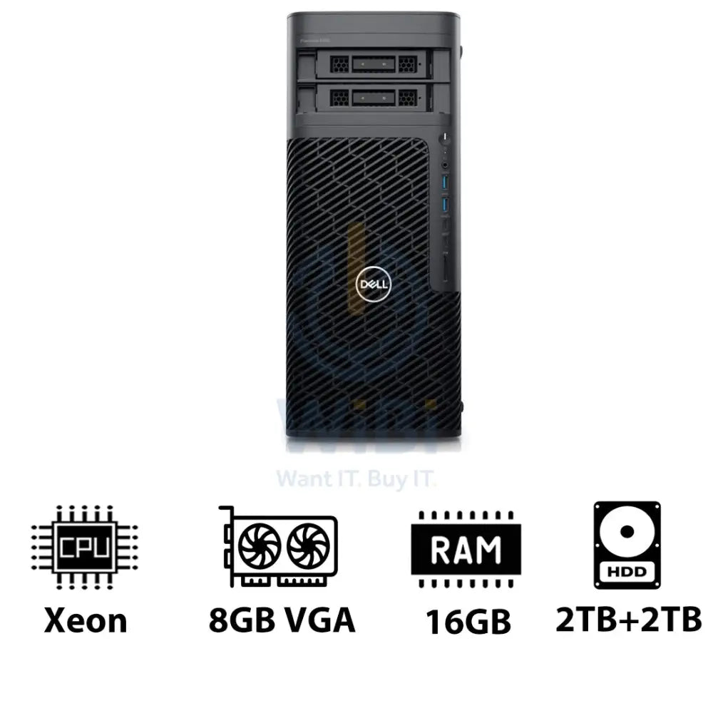 ديل دقة 5860 برج محطة عمل - Xeon W3-2423 / 6 نوى / 16 جيجابايت / 2 تيرابايت / 2 تيرابايت  2 تيرابايت + 2 تيرابايت اتش دي دي / كوادرو T1000 8 جيجابايت في جي إيه / ويندوز 11
